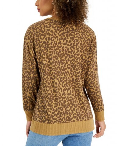 Women's Brushed-Knit Print Sweater Animal Print $13.67 Sweaters