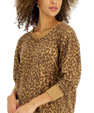 Women's Brushed-Knit Print Sweater Animal Print $13.67 Sweaters