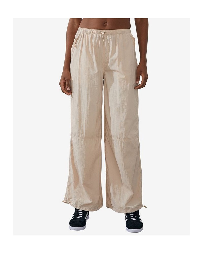 Women's Light Weight Parachute Pants Tan/Beige $37.09 Pants