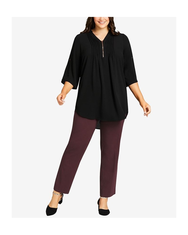 Plus Size Super Stretch Zip Tall Pants Burgundy $35.09 Pants