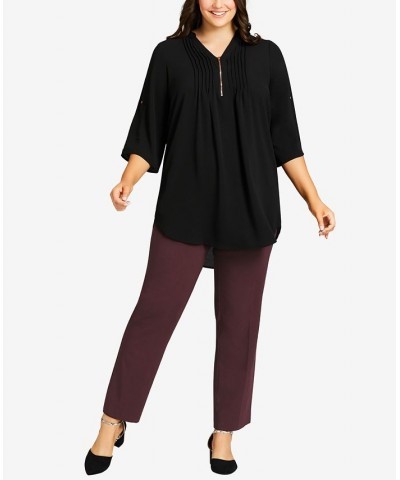 Plus Size Super Stretch Zip Tall Pants Burgundy $35.09 Pants