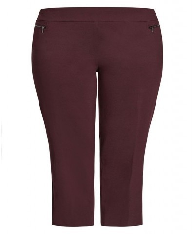 Plus Size Super Stretch Zip Tall Pants Burgundy $35.09 Pants