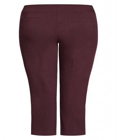 Plus Size Super Stretch Zip Tall Pants Burgundy $35.09 Pants