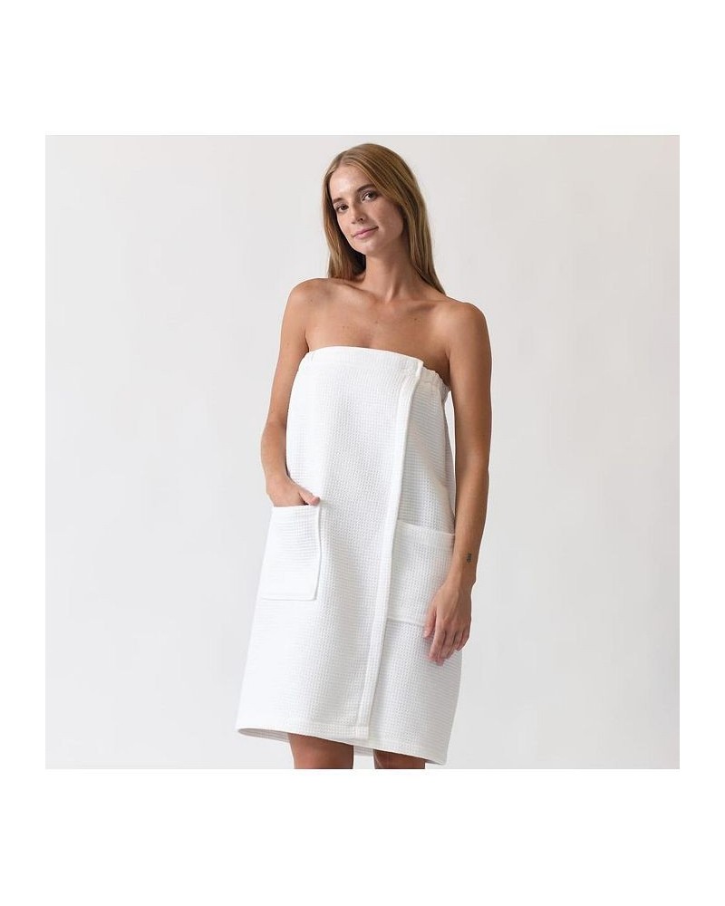 Waffle Terry Bath Wrap for Women White $48.00 Sleepwear