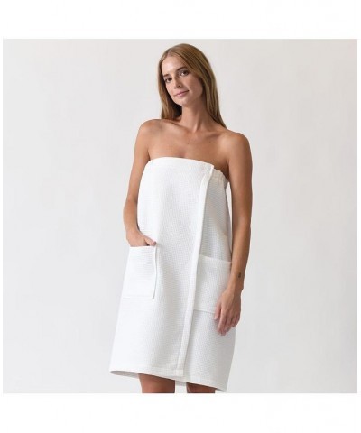 Waffle Terry Bath Wrap for Women White $48.00 Sleepwear