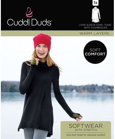 Softwear with Stretch Long Sleeve Cowl Tunic Black $13.82 Tops