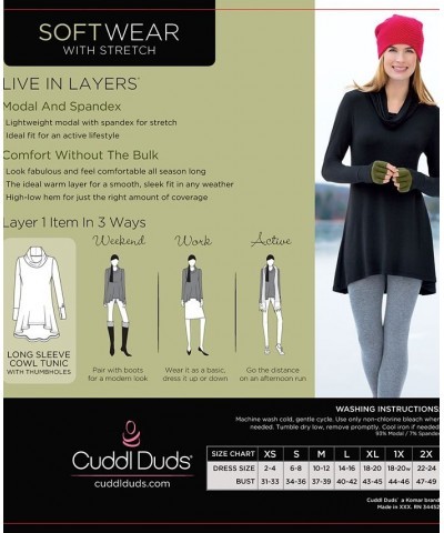 Softwear with Stretch Long Sleeve Cowl Tunic Black $13.82 Tops