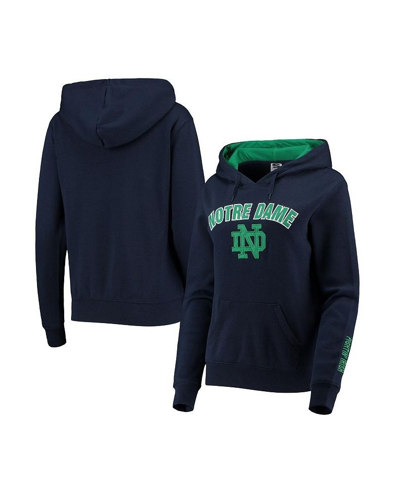 Women's Navy Notre Dame Fighting Irish Arch and Logo 1 Pullover Hoodie Navy $25.20 Sweatshirts