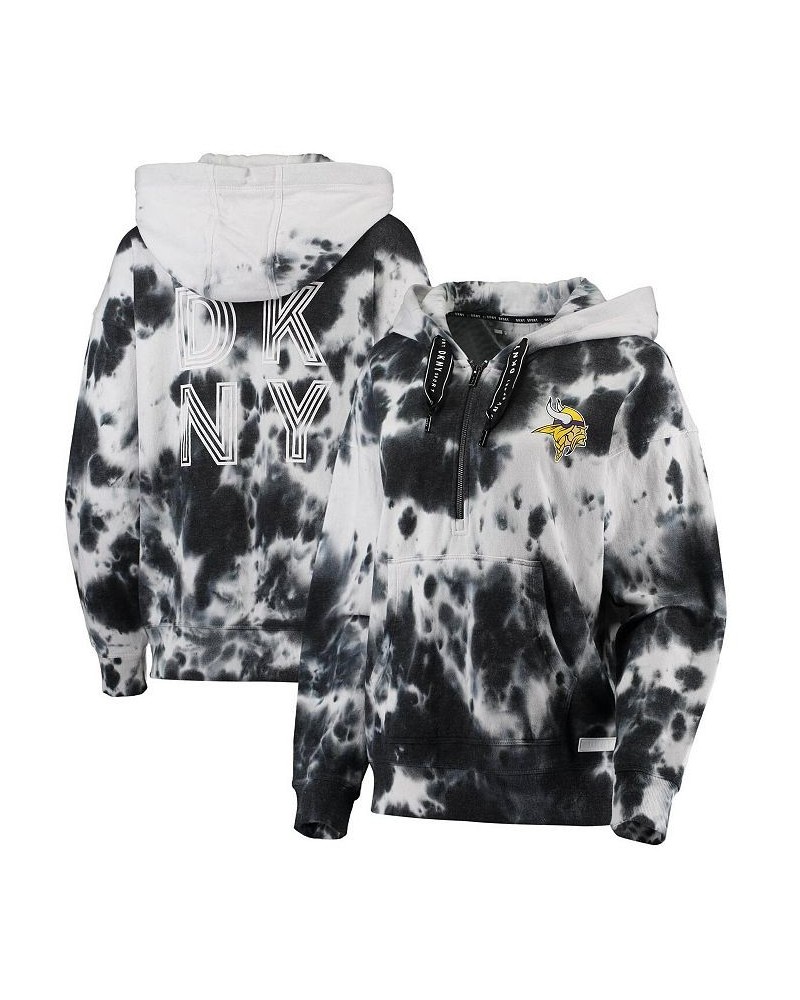 Women's White and Black Minnesota Vikings Dakota Oversized Tie-Dye Half-Zip Hoodie White, Black $52.50 Sweatshirts