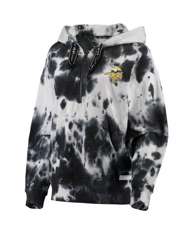 Women's White and Black Minnesota Vikings Dakota Oversized Tie-Dye Half-Zip Hoodie White, Black $52.50 Sweatshirts