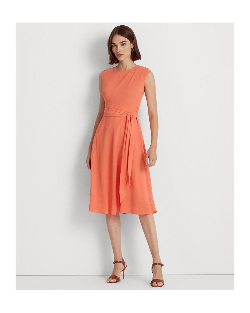 Women's Bubble Crepe Belted Dress Portside Coral $38.70 Dresses