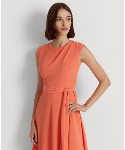 Women's Bubble Crepe Belted Dress Portside Coral $38.70 Dresses