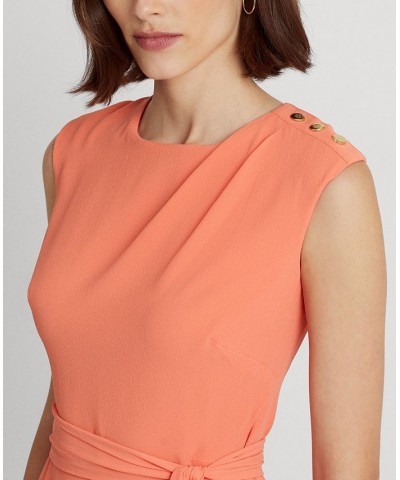 Women's Bubble Crepe Belted Dress Portside Coral $38.70 Dresses