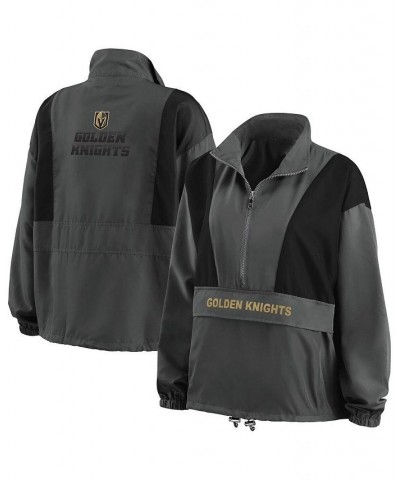 Women's Charcoal Vegas Golden Knights Popover Packable Half-Zip Jacket Charcoal $53.90 Jackets