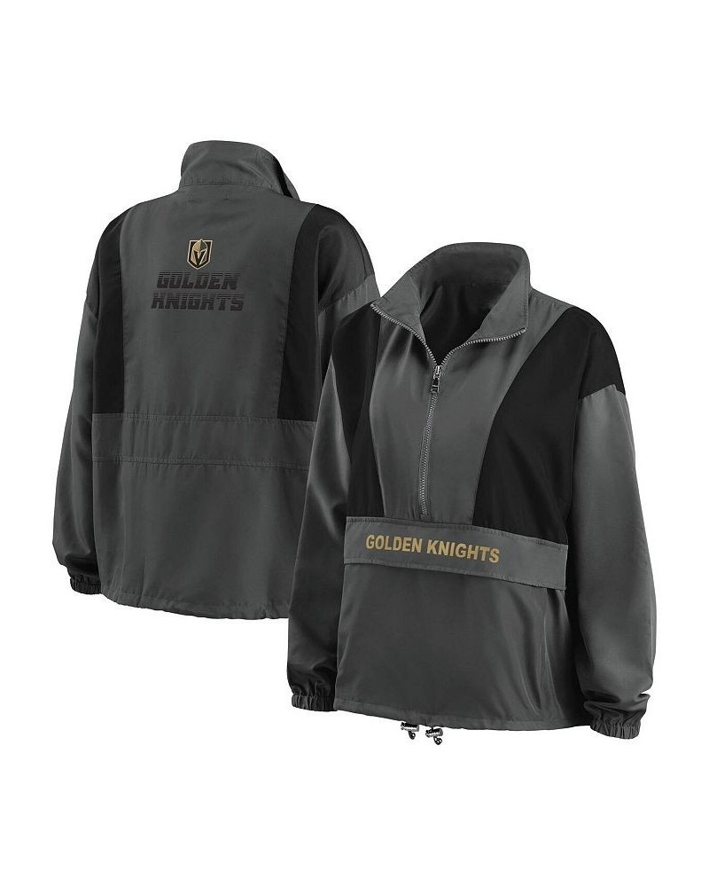 Women's Charcoal Vegas Golden Knights Popover Packable Half-Zip Jacket Charcoal $53.90 Jackets