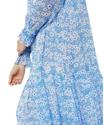 Floral Crinkle Chiffon Maxi Maternity Dress Blue $56.00 Dresses