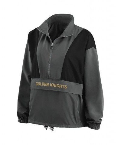 Women's Charcoal Vegas Golden Knights Popover Packable Half-Zip Jacket Charcoal $53.90 Jackets