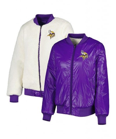 Women's Oatmeal Purple Minnesota Vikings Switchback Reversible Full-Zip Jacket Oatmeal, Purple $53.75 Jackets