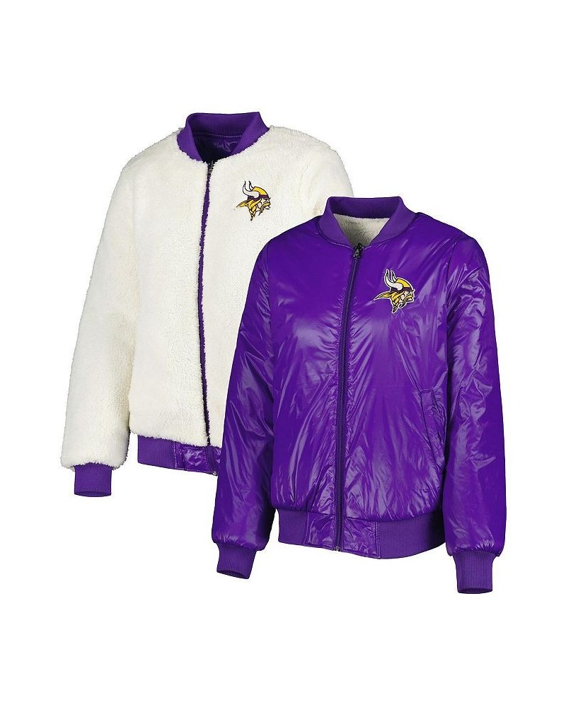 Women's Oatmeal Purple Minnesota Vikings Switchback Reversible Full-Zip Jacket Oatmeal, Purple $53.75 Jackets