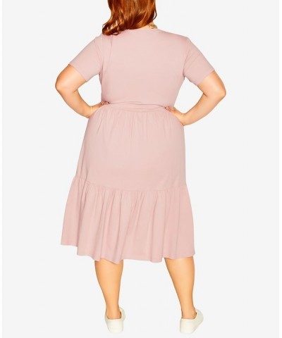 Trendy Plus Size Retro Roller Short Sleeve Dress Pink $32.70 Dresses