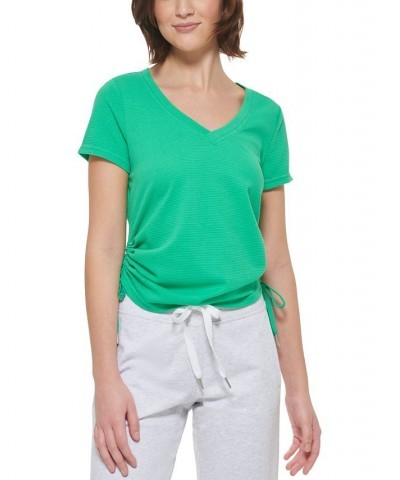 Calvin Klein Women's Sport Ruched Side Short Sleeve T-Shirt Clover $15.77 Tops