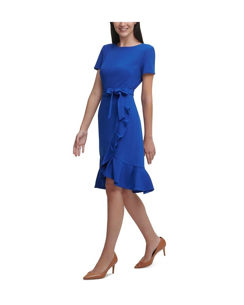 Ruffled Tulip-Hem Crepe Dress Blue $48.99 Dresses