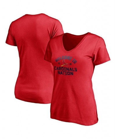 Women's Red St. Louis Cardinals Hometown V-Neck T-shirt Red $19.60 Tops