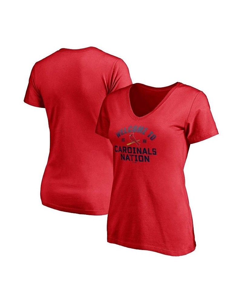 Women's Red St. Louis Cardinals Hometown V-Neck T-shirt Red $19.60 Tops