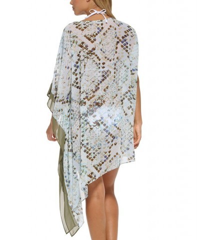 Women's Printed Asymmetrical Chiffon Caftan Swim Cover-Up Jumbo Multi Snake Splash Multi $40.48 Swimsuits