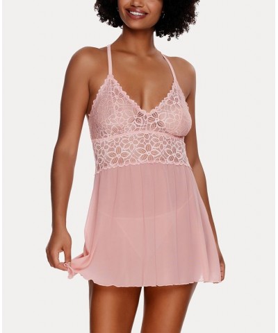 Women's Renee Sheer Babydoll Nightgown 2 Piece Lingerie Set Pink $29.14 Sleepwear