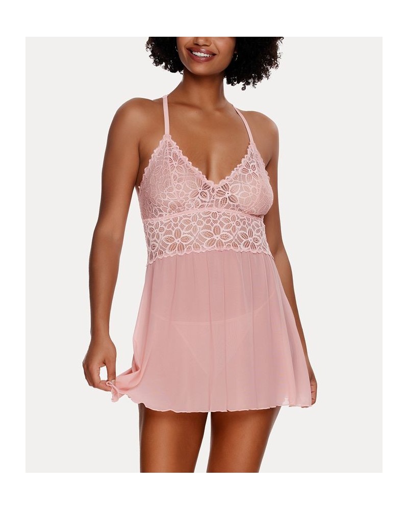 Women's Renee Sheer Babydoll Nightgown 2 Piece Lingerie Set Pink $29.14 Sleepwear