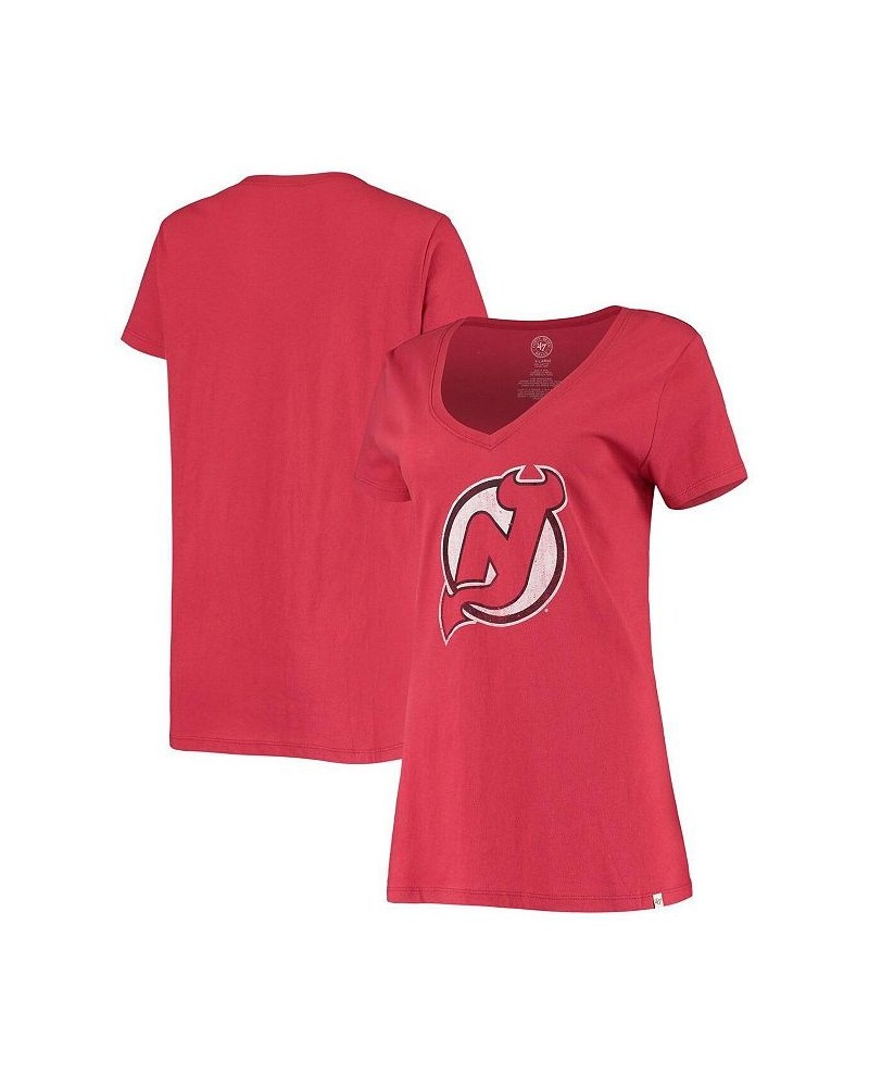 Women's '47 Red New Jersey Devils Flanker V-Neck T-shirt Red $21.44 Tops