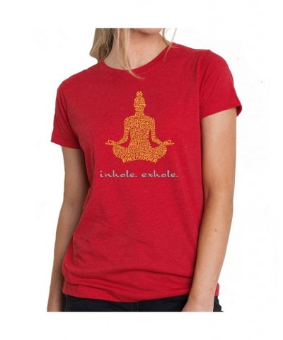 Women's Premium Word Art T-Shirt - Inhale Exhale Red $20.64 Tops