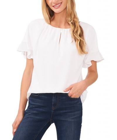 Women's Short Sleeve Drop-Shoulder Wide Scoop-Neck Blouse New Ivory $38.71 Tops