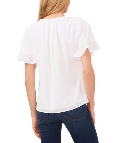 Women's Short Sleeve Drop-Shoulder Wide Scoop-Neck Blouse New Ivory $38.71 Tops