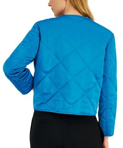 Women's Diamond-Quilted Collarless Jacket Amaranth $37.36 Jackets