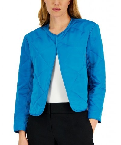 Women's Diamond-Quilted Collarless Jacket Amaranth $37.36 Jackets