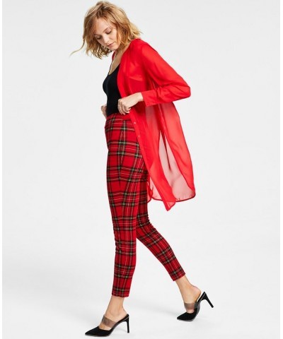 Women's Plaid High Rise Pull-On Leggings Red $17.87 Pants