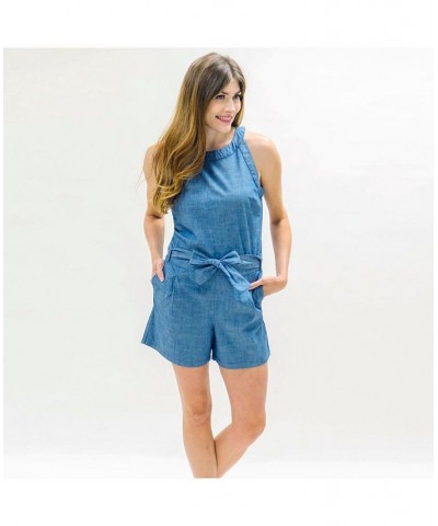 Womens' Halter Romper Blue Chambray $24.18 Shorts