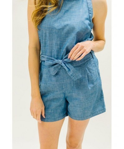 Womens' Halter Romper Blue Chambray $24.18 Shorts