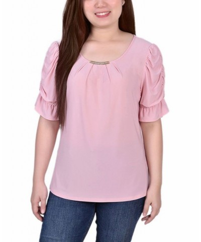 Petite Elbow Cuffed Sleeve Hardware Top Mellow Ros $15.19 Tops