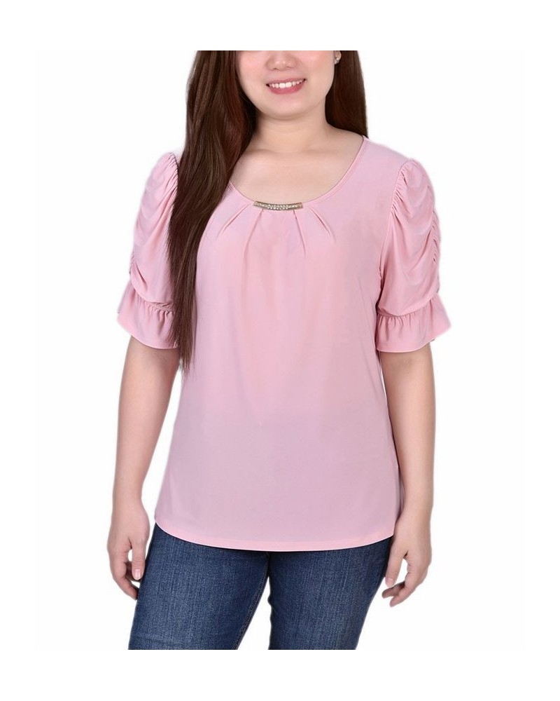 Petite Elbow Cuffed Sleeve Hardware Top Mellow Ros $15.19 Tops