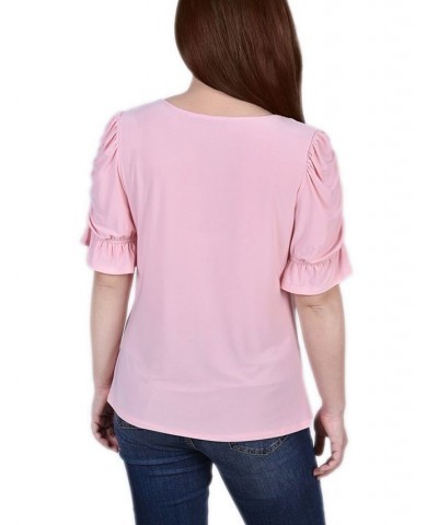 Petite Elbow Cuffed Sleeve Hardware Top Mellow Ros $15.19 Tops