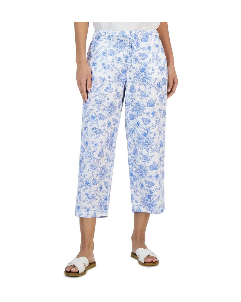 Women's Linen Toile Cropped Pants Bright White Combo $21.93 Pants