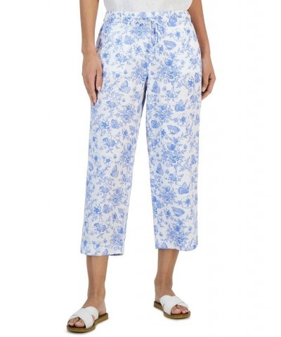 Women's Linen Toile Cropped Pants Bright White Combo $21.93 Pants