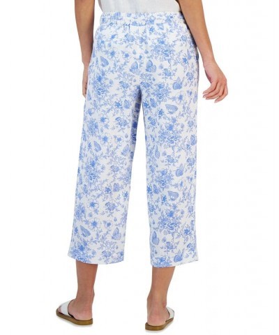 Women's Linen Toile Cropped Pants Bright White Combo $21.93 Pants