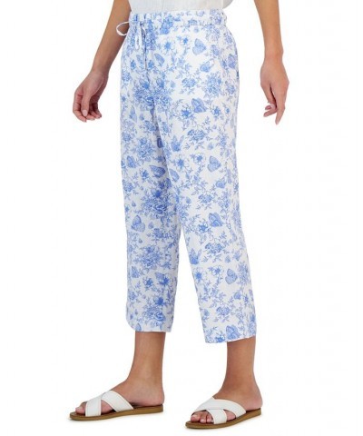 Women's Linen Toile Cropped Pants Bright White Combo $21.93 Pants