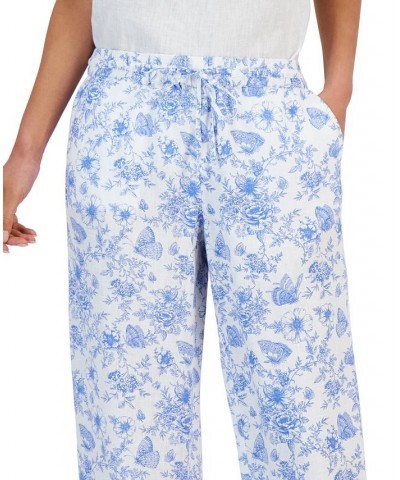 Women's Linen Toile Cropped Pants Bright White Combo $21.93 Pants