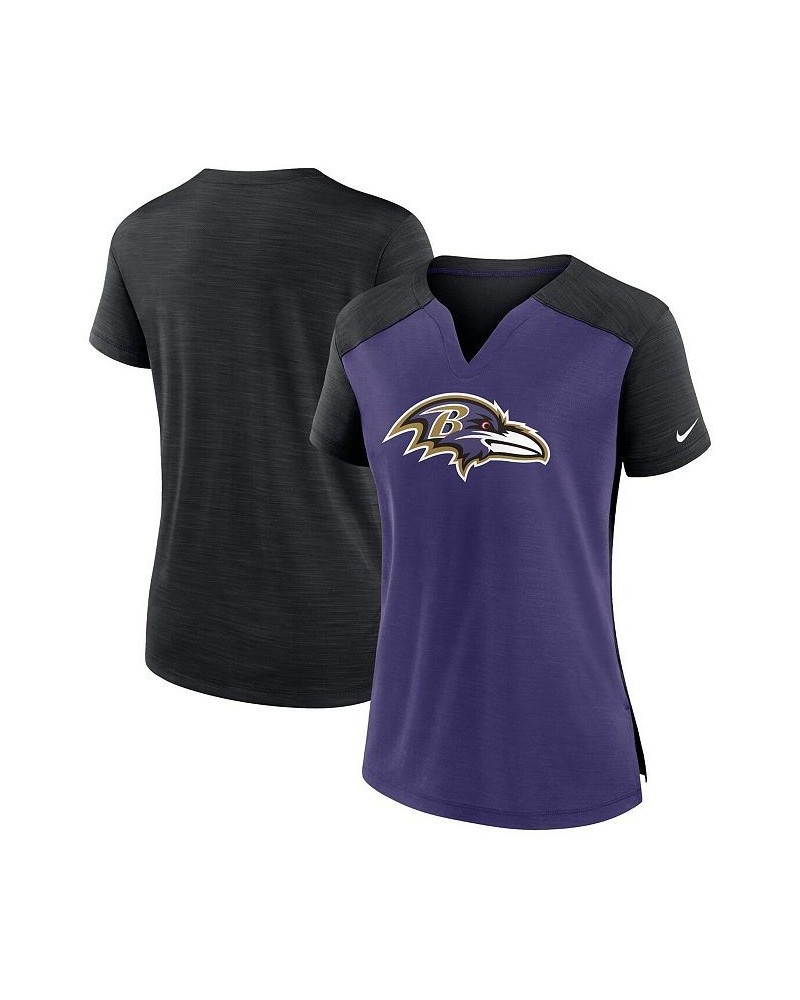 Women's Purple Black Baltimore Ravens Impact Exceed Performance Notch Neck T-shirt Purple, Black $24.29 Tops