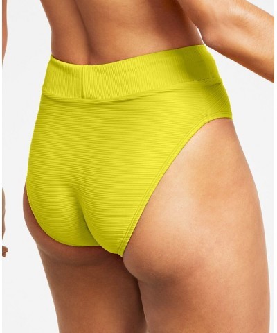 Juniors' Mint Spark Variegated Ribbed Bralette Bikini Top & Bottoms Yellow $14.00 Swimsuits